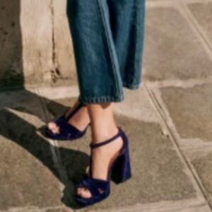 Sezane Sidonie High Sandals Purple Velvet - Size 8.5